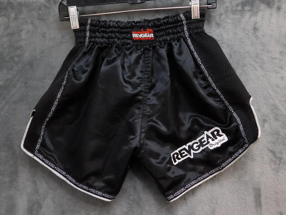REVGEAR Muay Thai Shorts Mens Medium Black Drawstring Elastic Waist Pockets